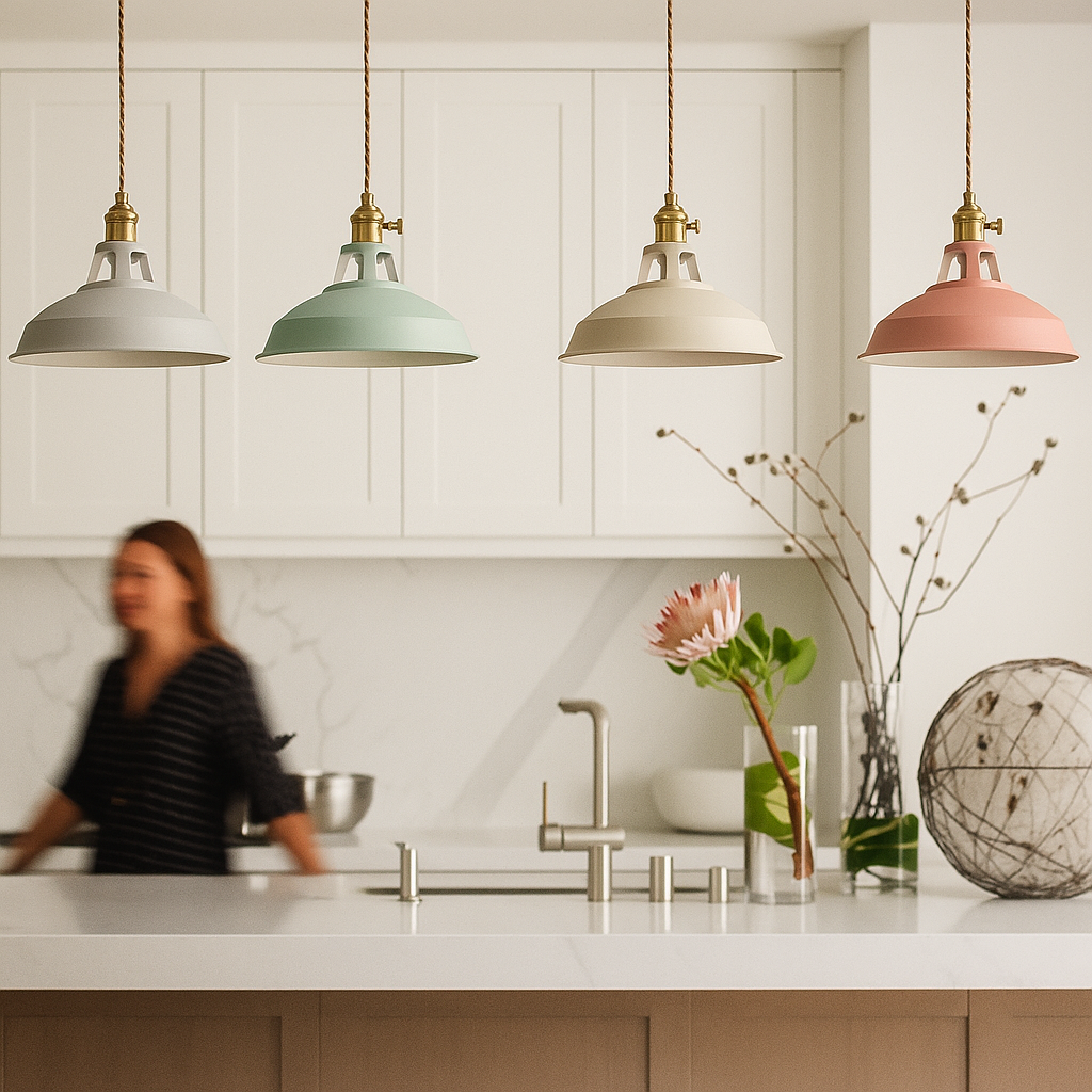 FarbGlanz: Industrial Metal Pendant Light LED with Colorful Dome – for Kitchen & Dining Room