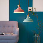 FarbGlanz: Industrial Metal Pendant Light LED with Colorful Dome – for Kitchen & Dining Room