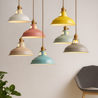 FarbGlanz: Industrial Metal Pendant Light LED with Colorful Dome – for Kitchen & Dining Room
