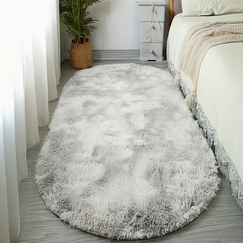 FarbWohl: Oval High-Pile Rug in Tie-Dye Design with Long Pile – for Bedroom & Bedside