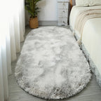 FarbWohl: Oval High-Pile Rug in Tie-Dye Design with Long Pile – for Bedroom & Bedside