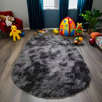 FarbWohl: Oval High-Pile Rug in Tie-Dye Design with Long Pile – for Bedroom & Bedside