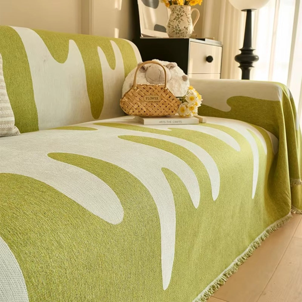 Color Flow: Chenille Sofa Throw with Artistic Drop Pattern & Soft Texture – for Living Room & Couch