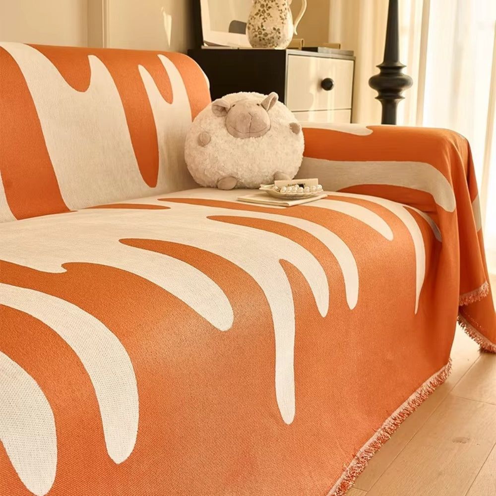 Color Flow: Chenille Sofa Throw with Artistic Drop Pattern & Soft Texture – for Living Room & Couch