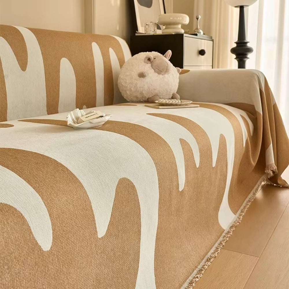 Color Flow: Chenille Sofa Throw with Artistic Drop Pattern & Soft Texture – for Living Room & Couch