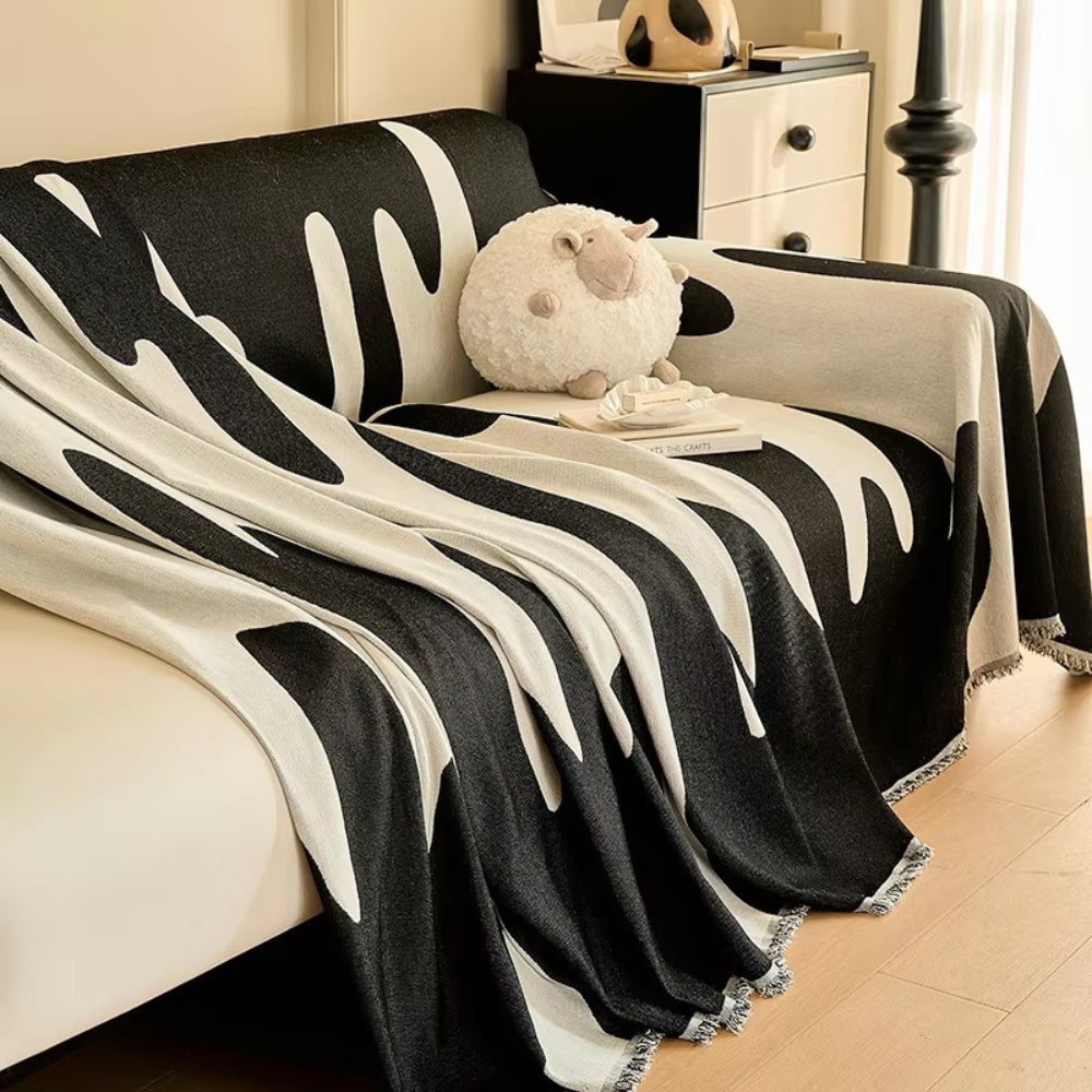 Color Flow: Chenille Sofa Throw with Artistic Drop Pattern & Soft Texture – for Living Room & Couch