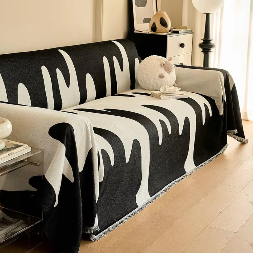 Color Flow: Chenille Sofa Throw with Artistic Drop Pattern & Soft Texture – for Living Room & Couch