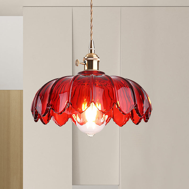 Tulip-Shaped Glass Pendant Light — Multicolor
