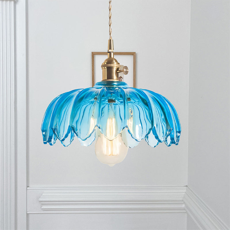 Tulip-Shaped Glass Pendant Light — Multicolor