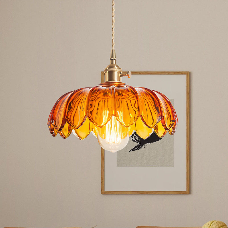 Tulip-Shaped Glass Pendant Light — Multicolor