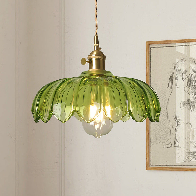 Tulip-Shaped Glass Pendant Light — Multicolor
