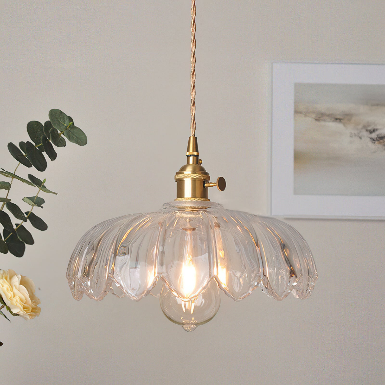 Tulip-Shaped Glass Pendant Light — Multicolor