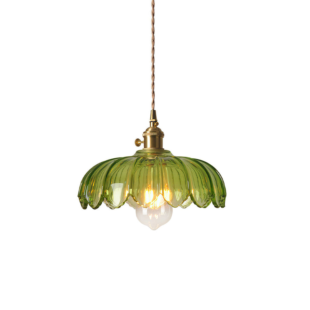 Tulip-Shaped Glass Pendant Light — Multicolor