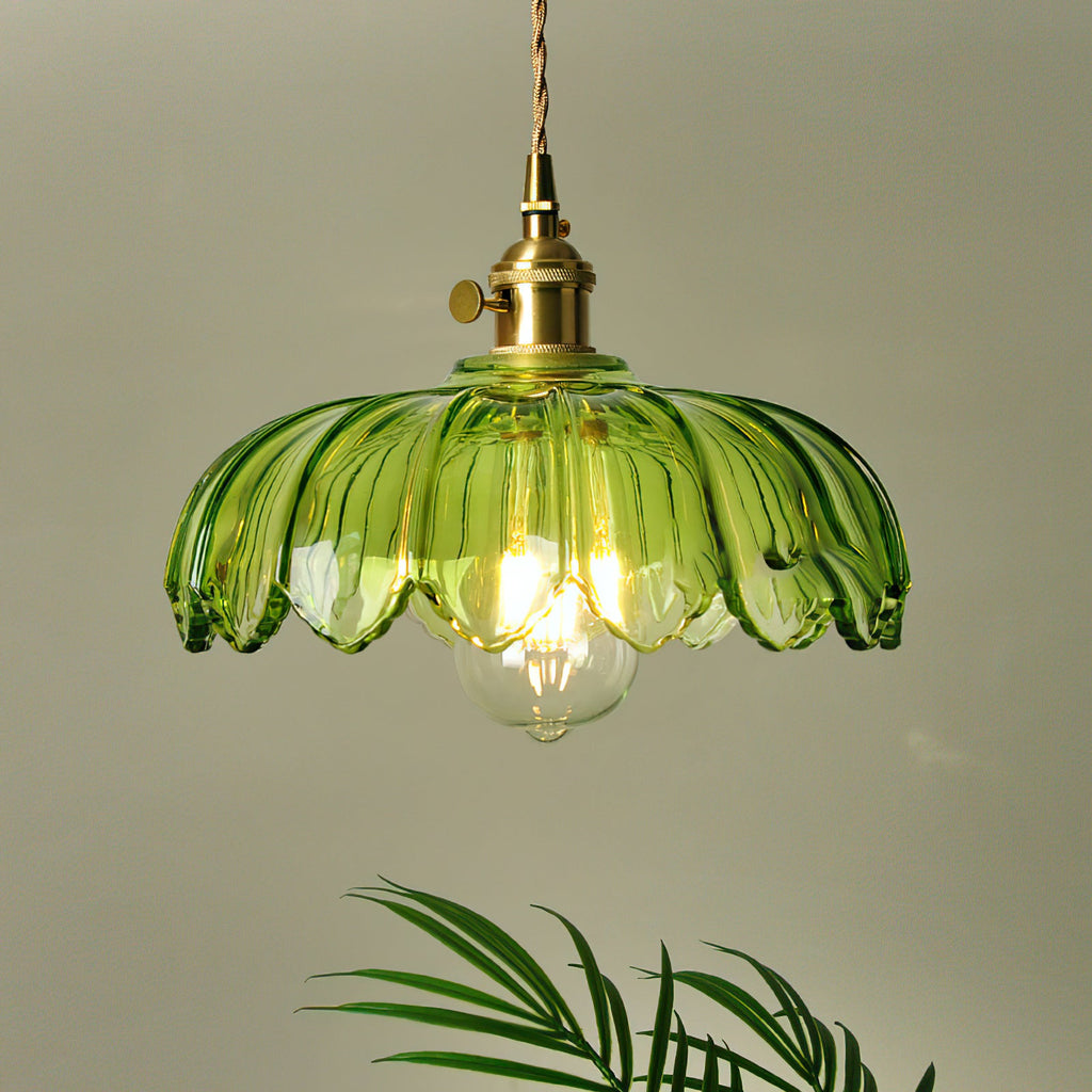 Tulip-Shaped Glass Pendant Light — Multicolor