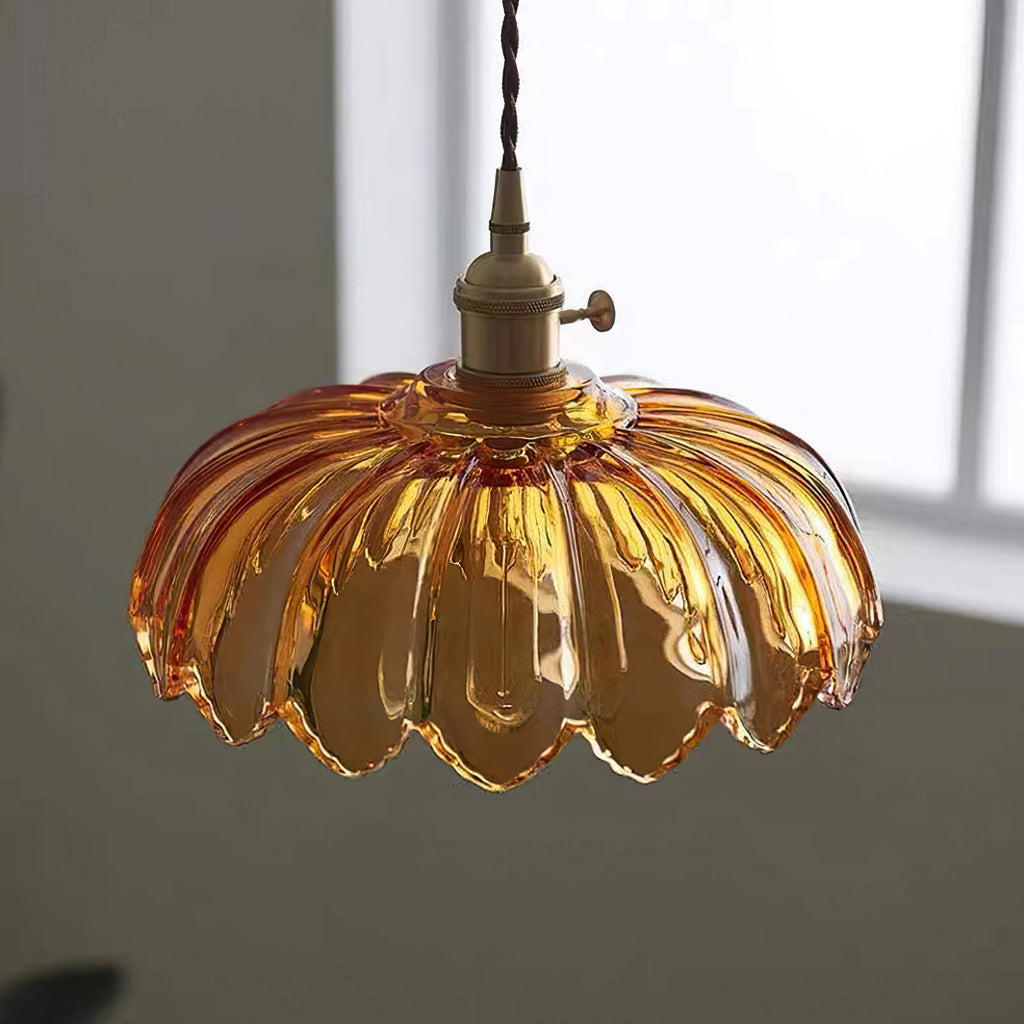Tulip-Shaped Glass Pendant Light — Multicolor