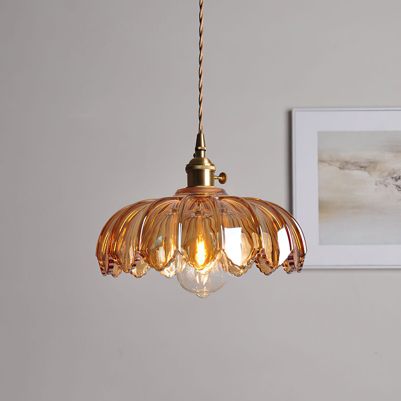 Tulip-Shaped Glass Pendant Light — Multicolor