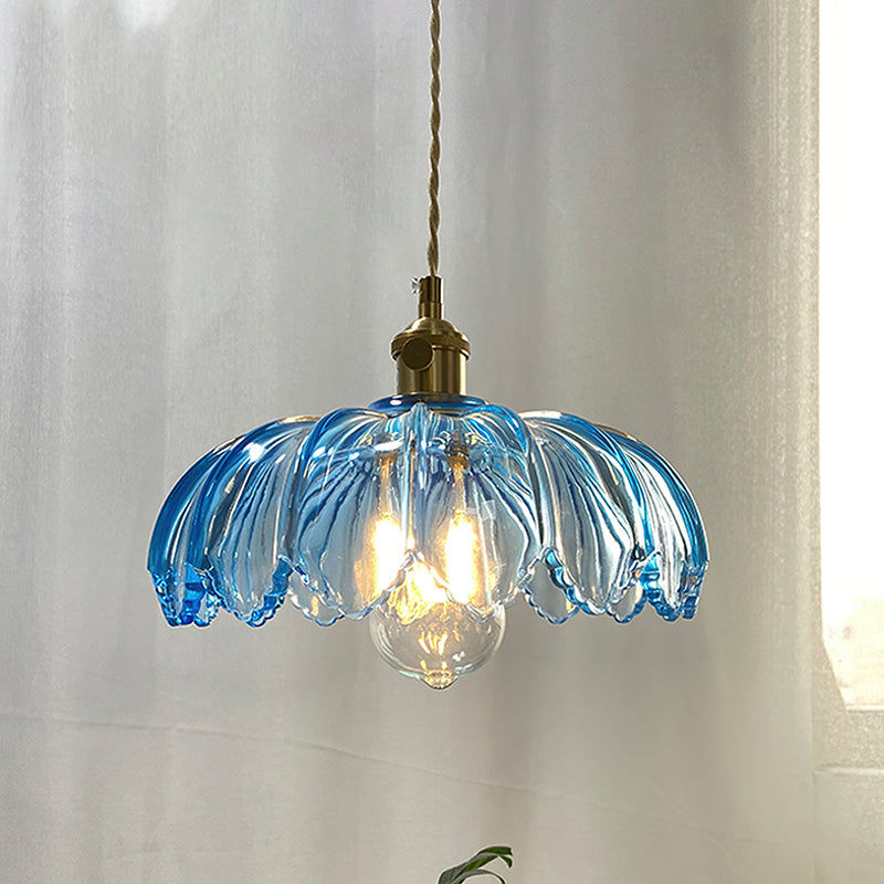 Tulip-Shaped Glass Pendant Light — Multicolor