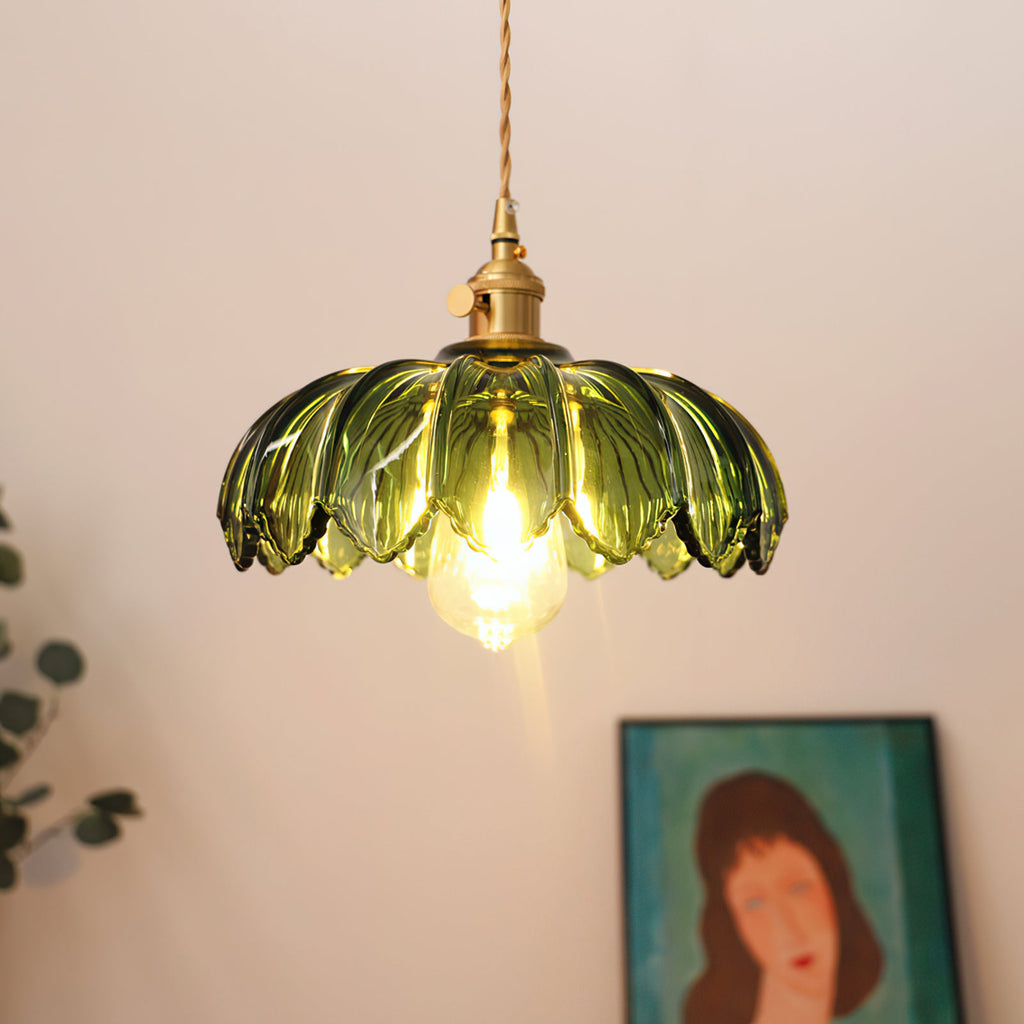 Tulip-Shaped Glass Pendant Light — Multicolor