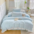 FairyDream: Checked Duvet Cover Set – Skin-Friendly, Easy-Care & Playful with Princess Ruffles for the Bedroom