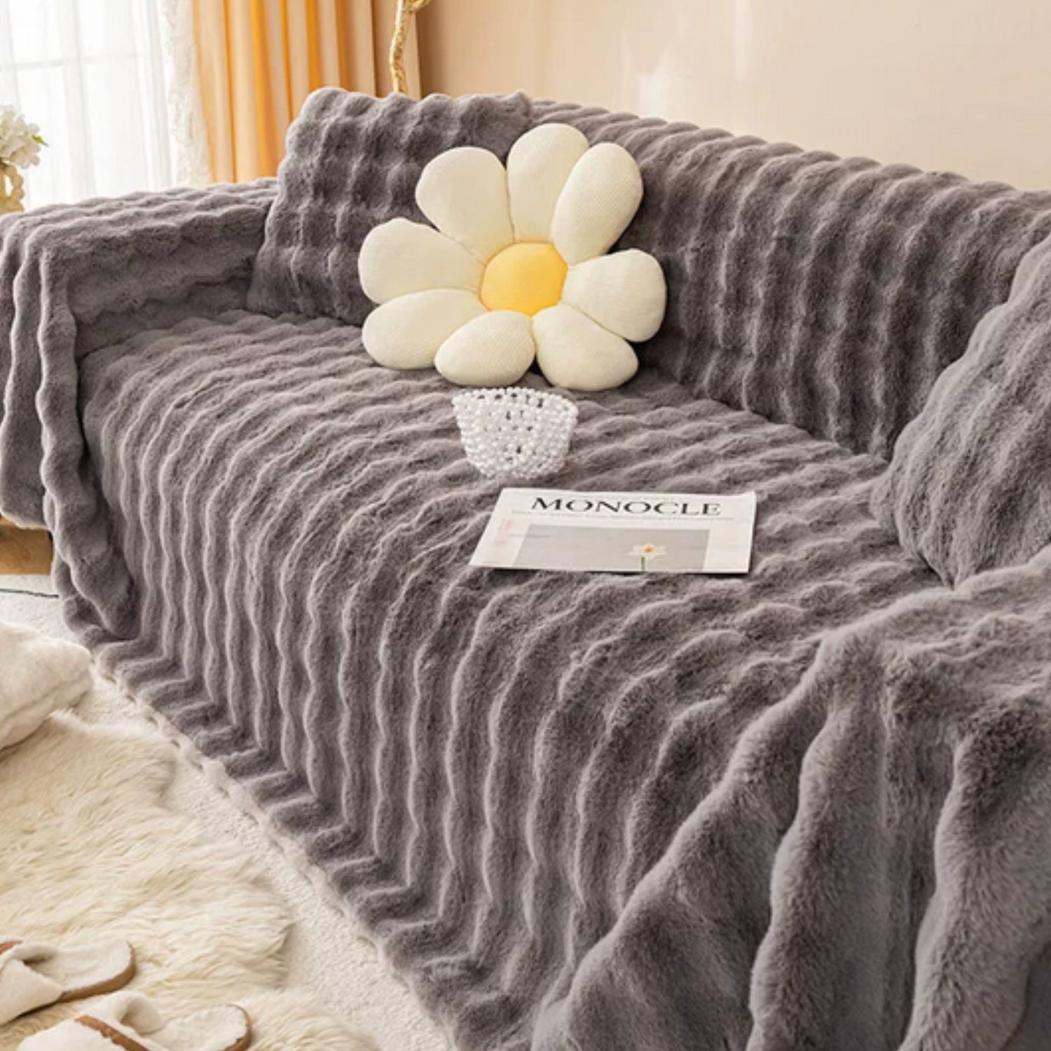 FellEleganz: Sofa Cover Made of High-Quality Faux Fur with Non-Slip Seating & Luxurious Comfort – for Sofa & Living Area