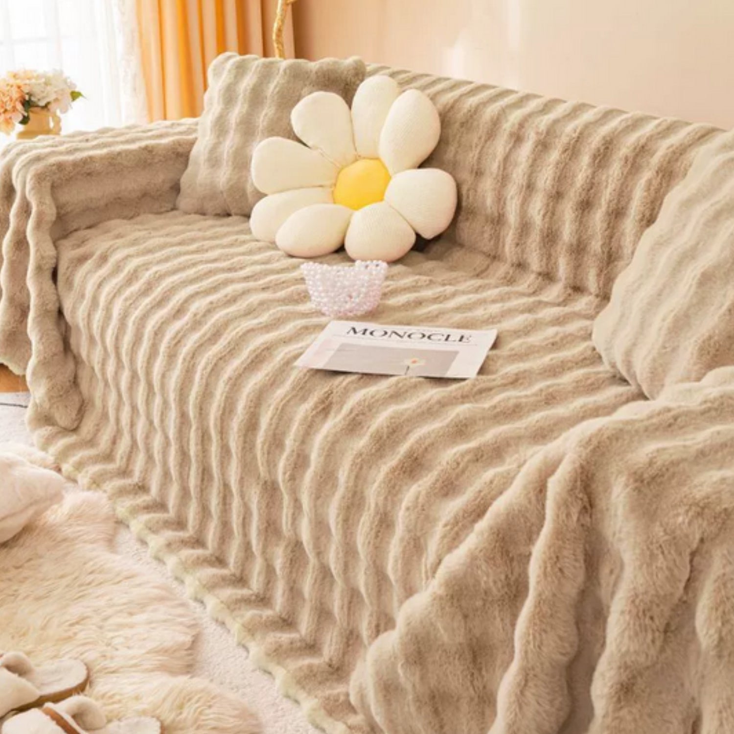 FellEleganz: Sofa Cover Made of High-Quality Faux Fur with Non-Slip Seating & Luxurious Comfort – for Sofa & Living Area