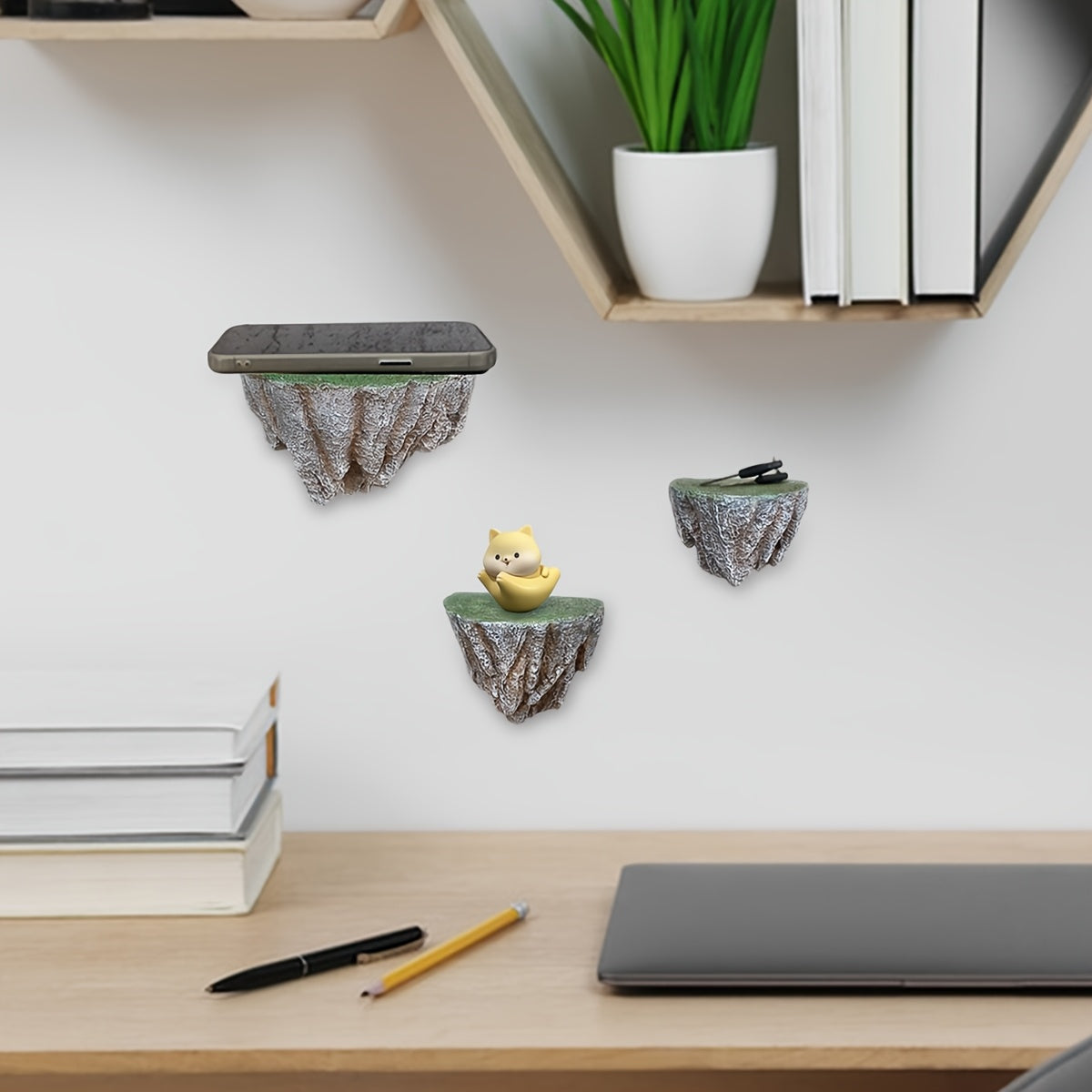 RockArt: Wall Shelves Resin – robust, unique & hanging in natural design for indoor & outdoor areas