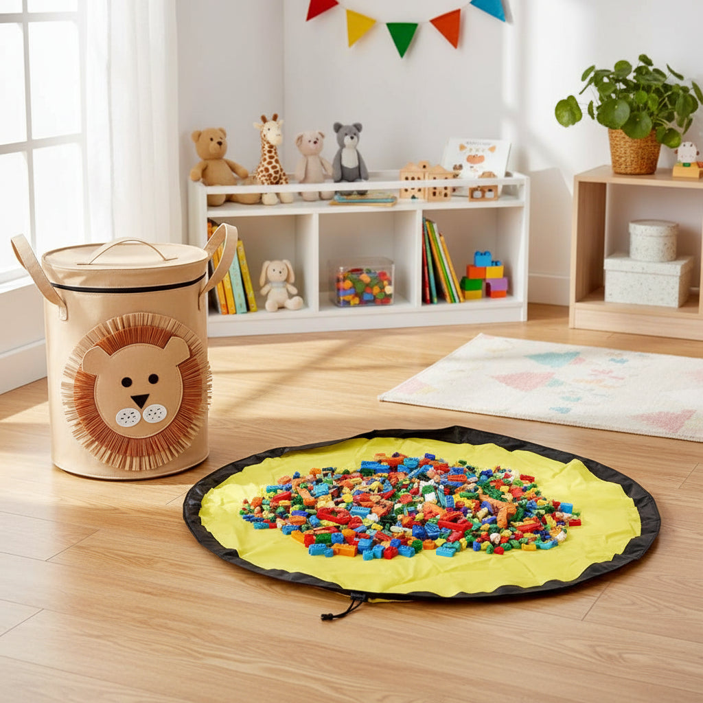 Toy Storage Bag Felt Organizer Portable Collapsible Design