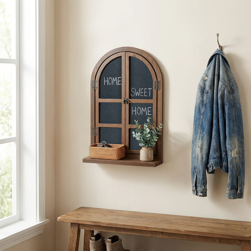 FensterHolz: Rustic Wall Shelf – Decorative, Multifunctional & Hanging with Window Design for Living Room & Bedroom