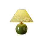 Moss Green Ceramic Table Lamp with Botanical Shade