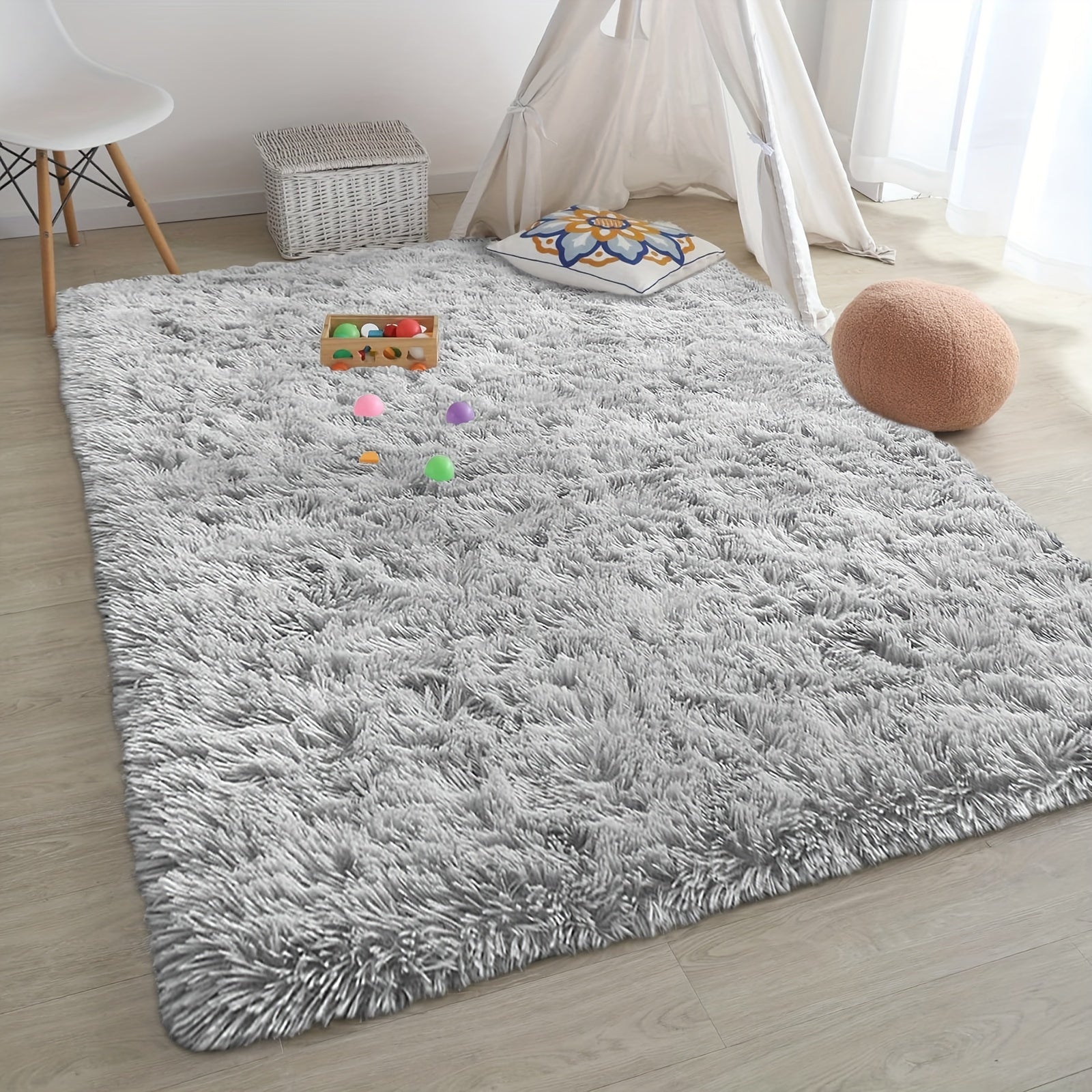 FestGlanz: Fluffy Rectangular Rug Luxurious Decorative – Perfect for Living Room & Festive Decor