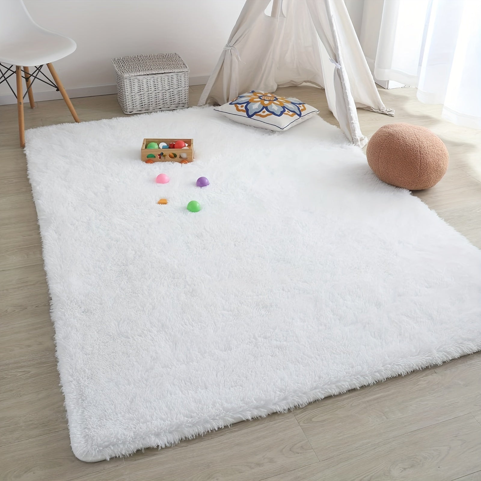 FestGlanz: Fluffy Rectangular Rug Luxurious Decorative – Perfect for Living Room & Festive Decor