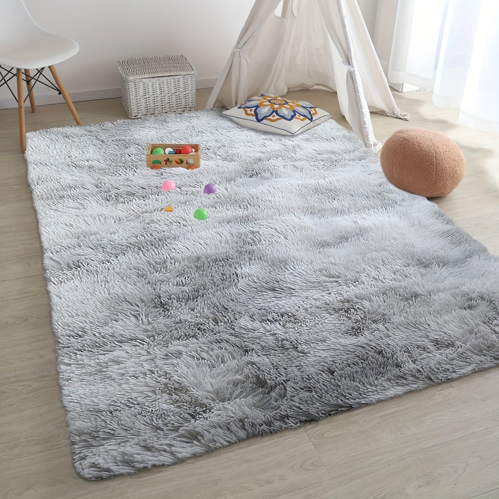 FestGlanz: Fluffy Rectangular Rug Luxurious Decorative – Perfect for Living Room & Festive Decor