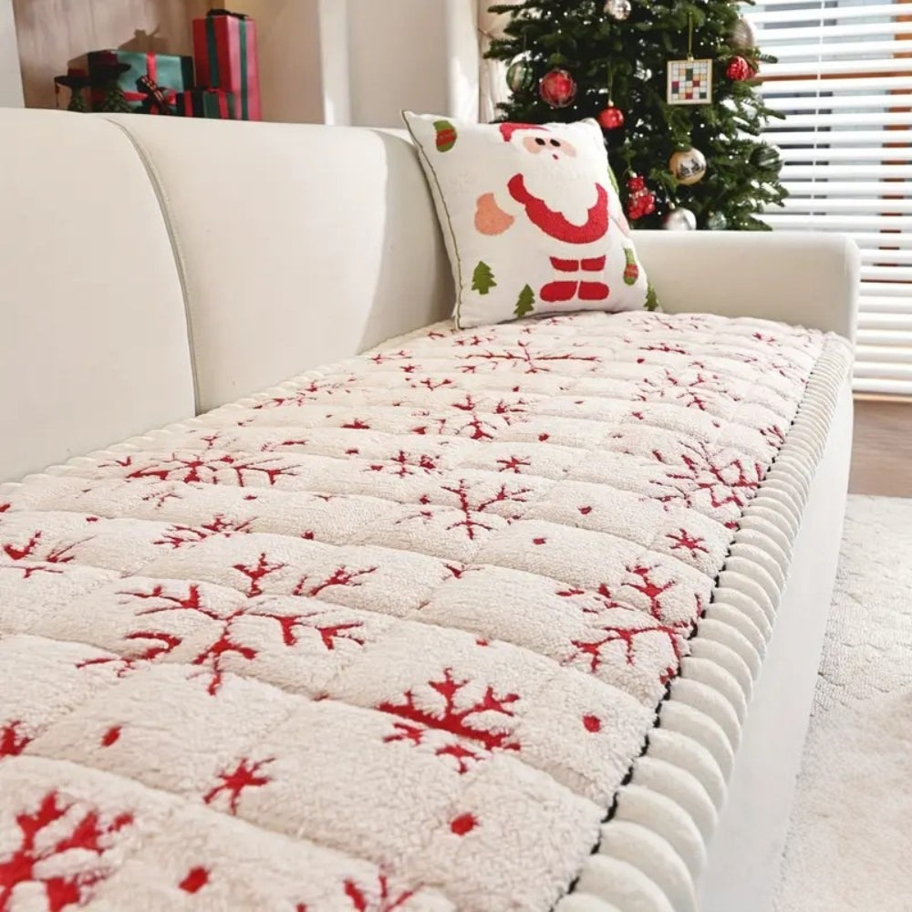 FestivaLoom: Sofa Throw with Christmas Pattern & Soft Upholstery Structure – for Living Rooms & Holidays
