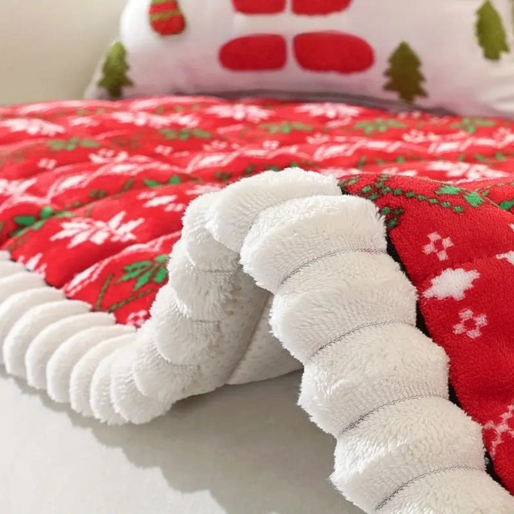FestivaLoom: Sofa Throw with Christmas Pattern & Soft Upholstery Structure – for Living Rooms & Holidays