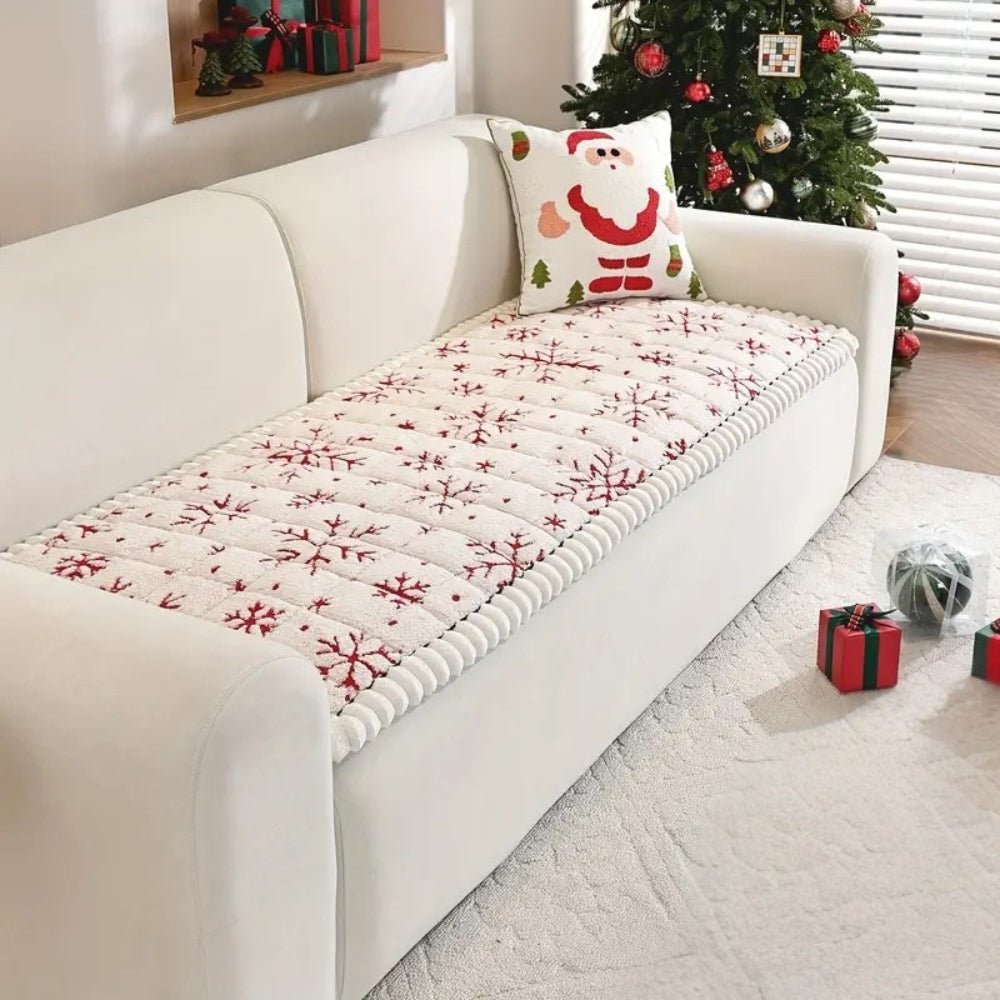 FestivaLoom: Sofa Throw with Christmas Pattern & Soft Upholstery Structure – for Living Rooms & Holidays