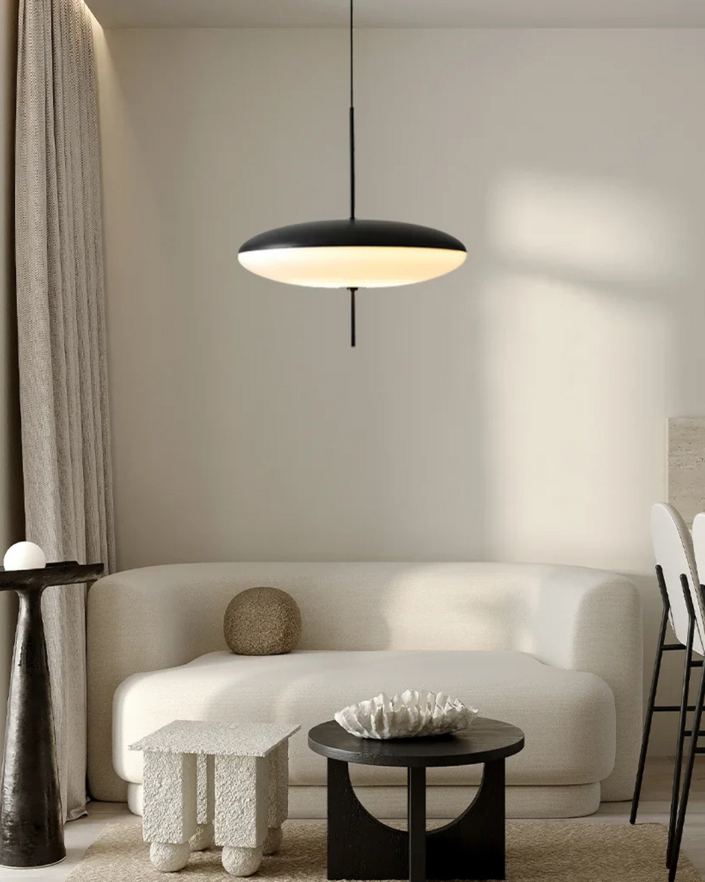 FinsternisLicht: Pendant Light Glass – Elegant Light with Floating Silhouette, Luxurious for Bedroom & Office