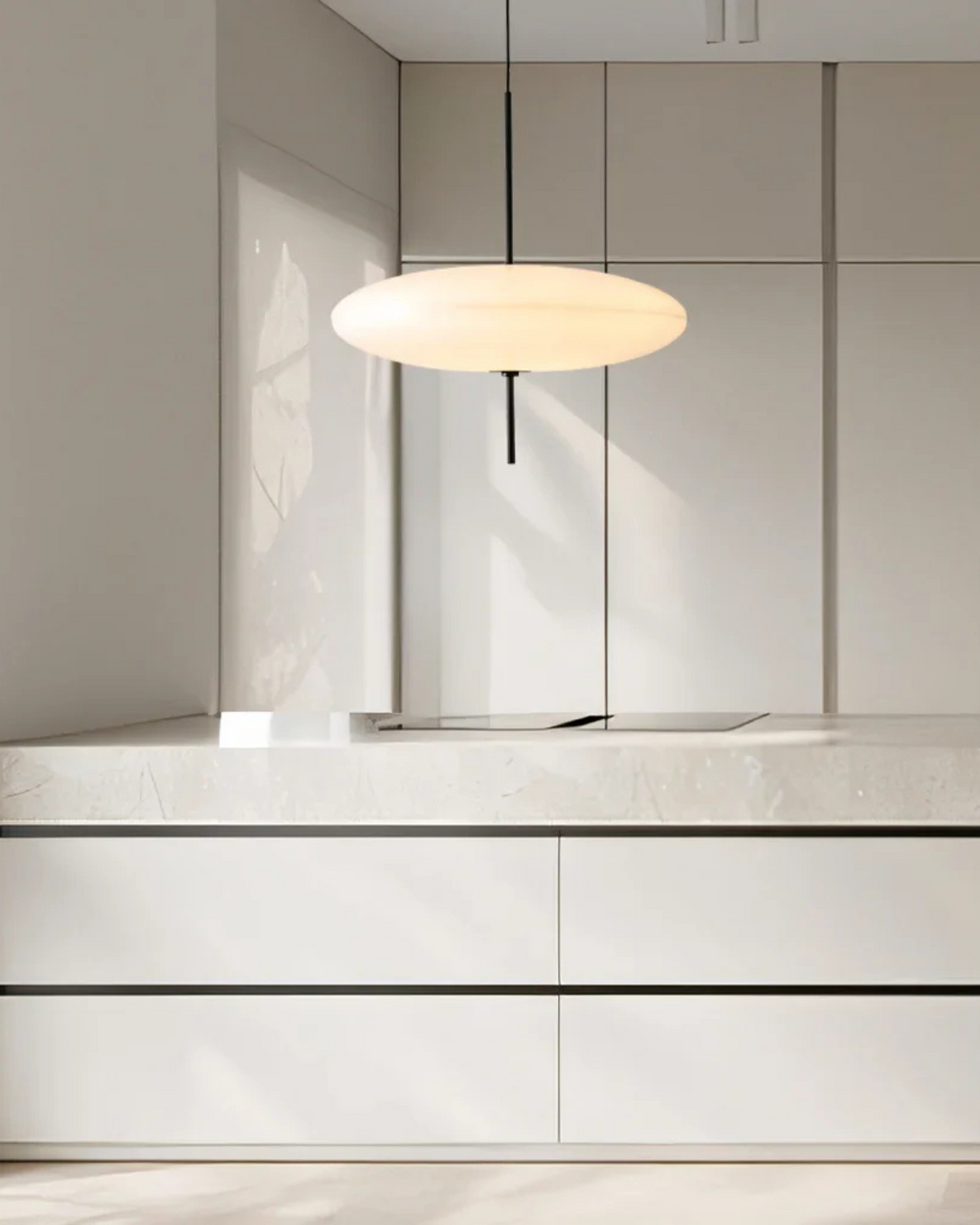 FinsternisLicht: Pendant Light Glass – Elegant Light with Floating Silhouette, Luxurious for Bedroom & Office