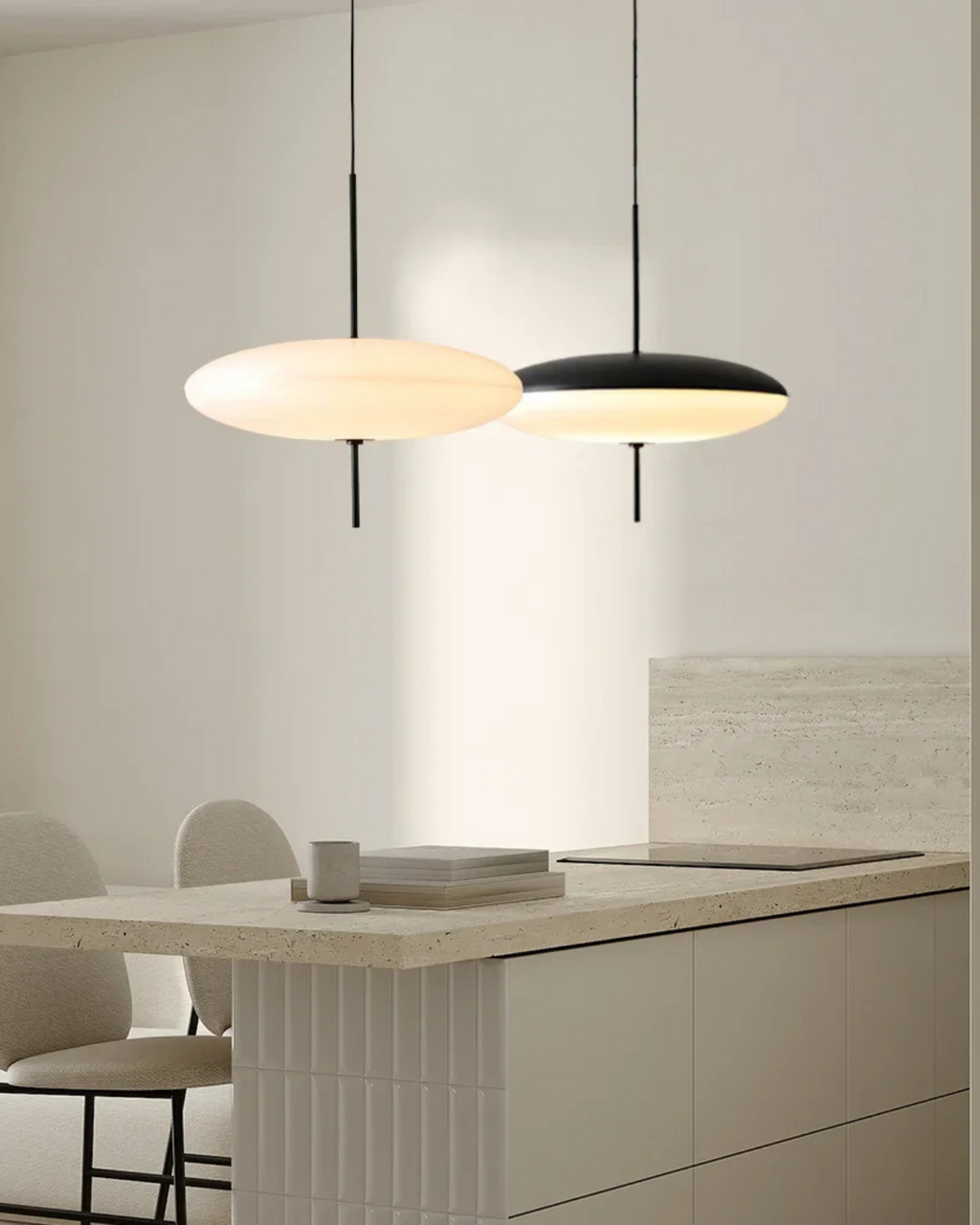 FinsternisLicht: Pendant Light Glass – Elegant Light with Floating Silhouette, Luxurious for Bedroom & Office