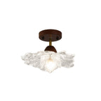 Blooming Glass Flower Semi-Flush Ceiling Light