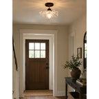 Blooming Glass Flower Semi-Flush Ceiling Light
