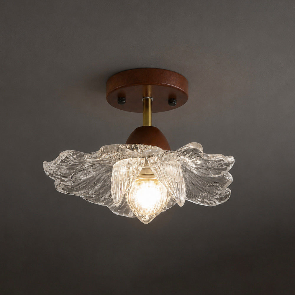 Blooming Glass Flower Semi-Flush Ceiling Light