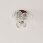 Blooming Glass Flower Semi-Flush Ceiling Light
