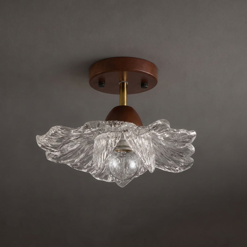 Blooming Glass Flower Semi-Flush Ceiling Light