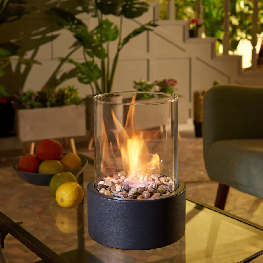 FlammaGlow: Portable Bioethanol Table Fire Pit – Smoke-Free Decorative Fire for Indoors & Outdoors