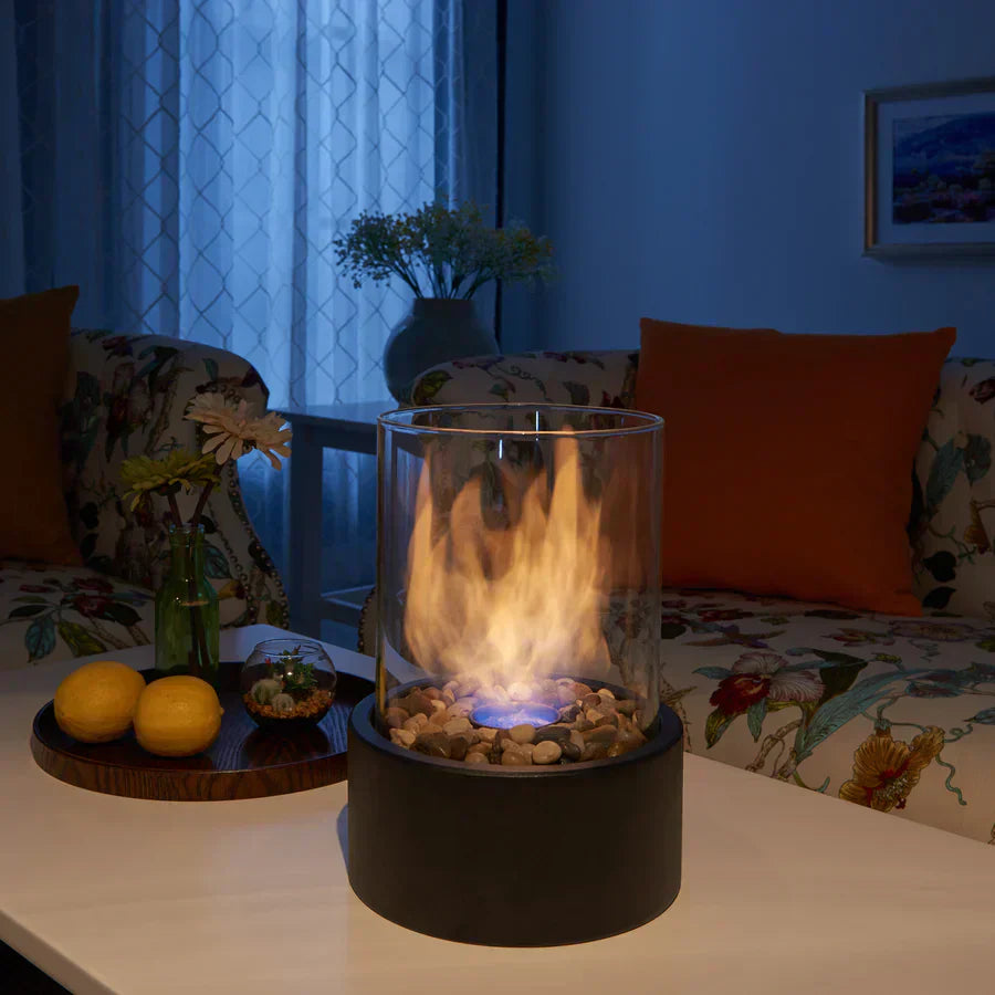 FlammaGlow: Portable Bioethanol Table Fire Pit – Smoke-Free Decorative Fire for Indoors & Outdoors