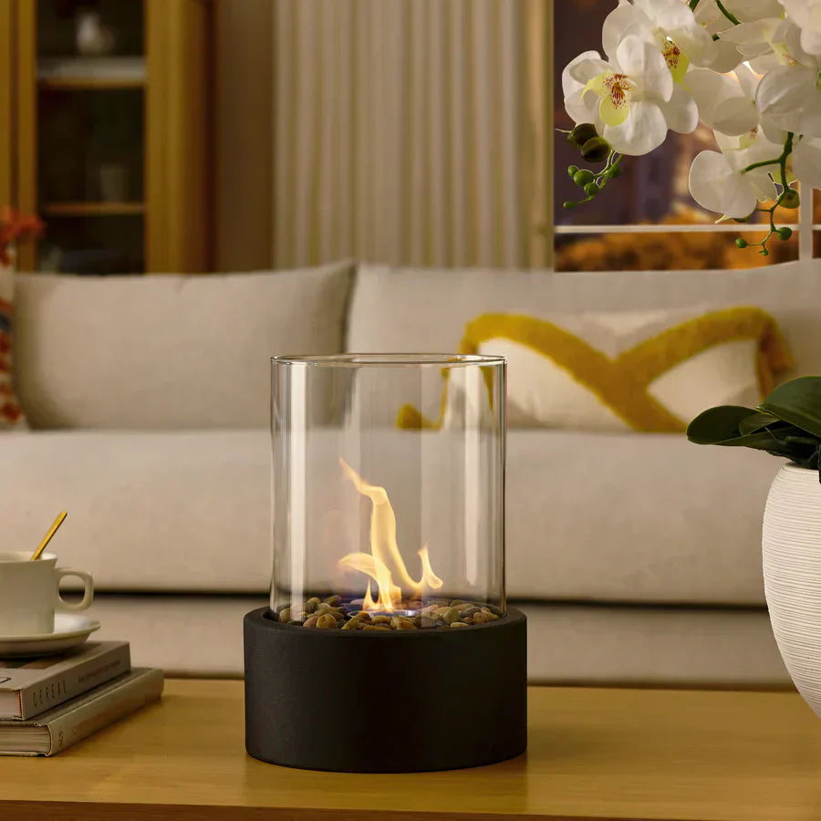FlammaGlow: Portable Bioethanol Table Fire Pit – Smoke-Free Decorative Fire for Indoors & Outdoors