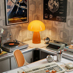 Retro Glass Mushroom Table Lamp — Orange