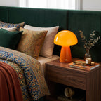 Retro Glass Mushroom Table Lamp — Orange