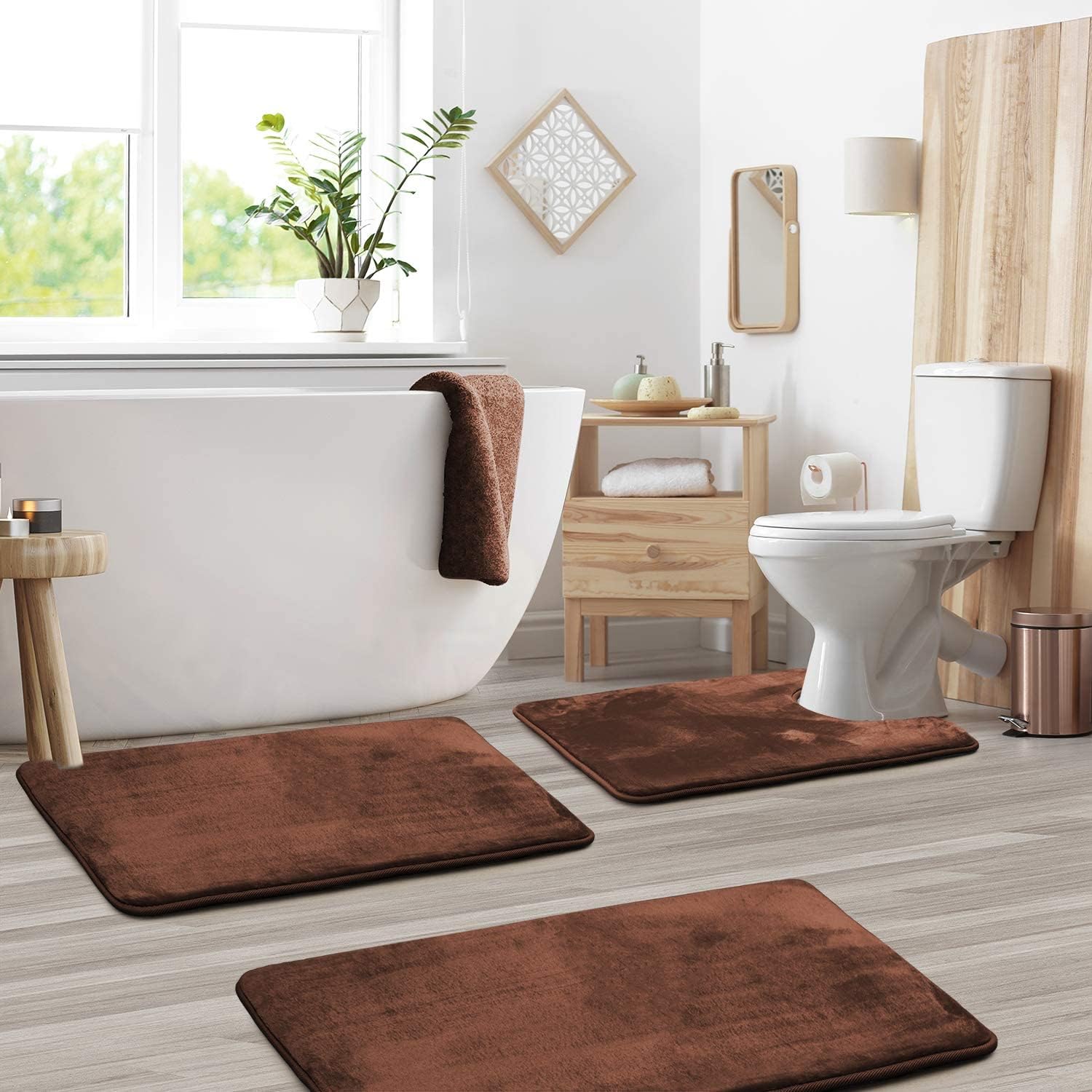 FluffyWonder: Soft Memory Foam Bath Mat Non-Slip – 3-Piece Set