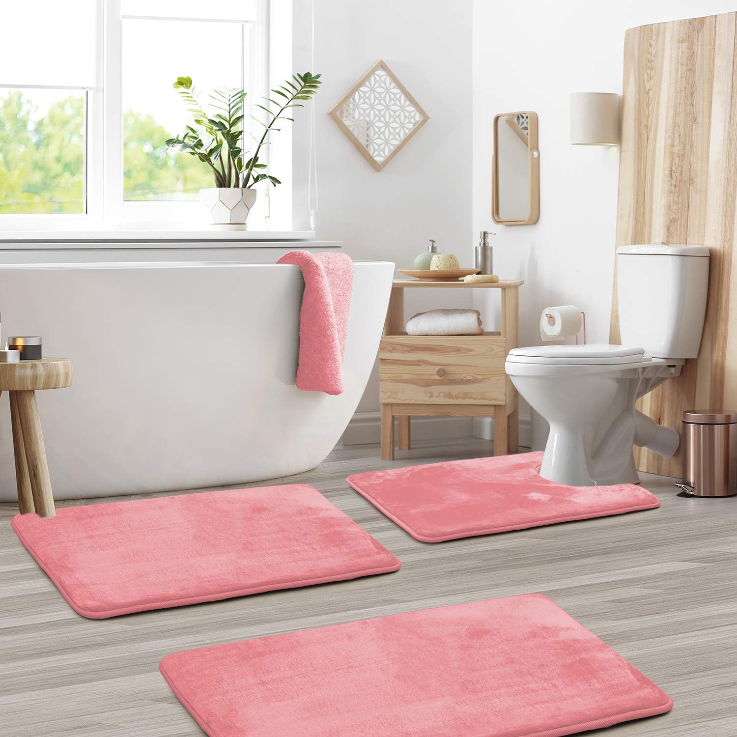 FluffyWonder: Soft Memory Foam Bath Mat Non-Slip – 3-Piece Set